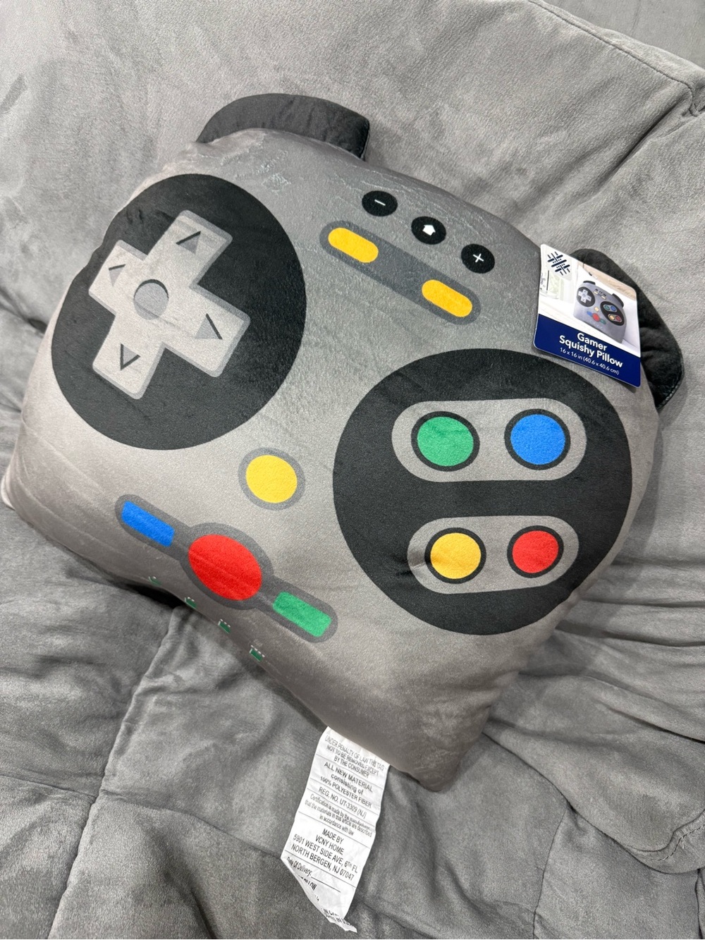 Gamer Squishy Pillow Plush Controller - Gray